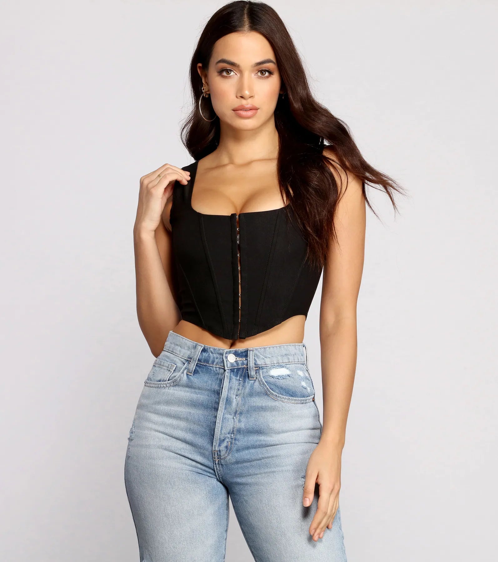 Hook and Eye Corset Crop Top Casual Formal Business