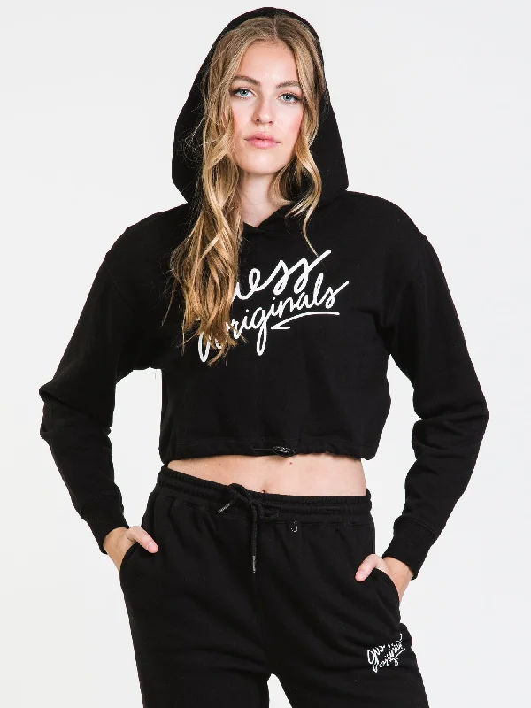 GUESS SELENA CROP HOODIE  - CLEARANCE Hoodie with Embroidery Detailed Premium