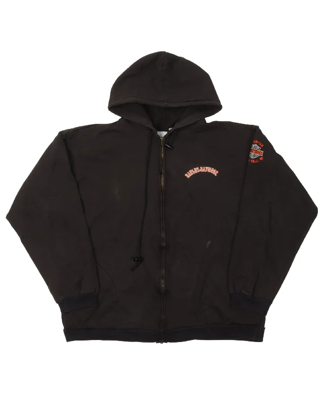 Harley Davidson Zip Up Hoodie Hoodie with Lining Warm Insulated
