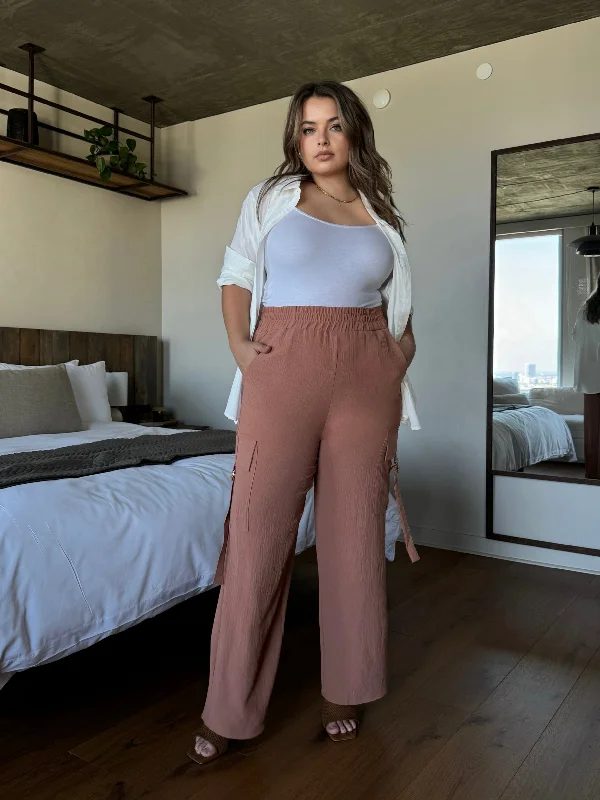 Plus Size Wide Leg Cargo Trousers Trousers Plaid Checkered