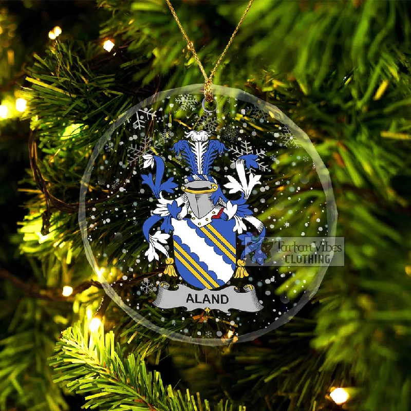 Aland Irish Clan Christmas Glass Ornament with Coat of Arms Nylon Polyester Spandex