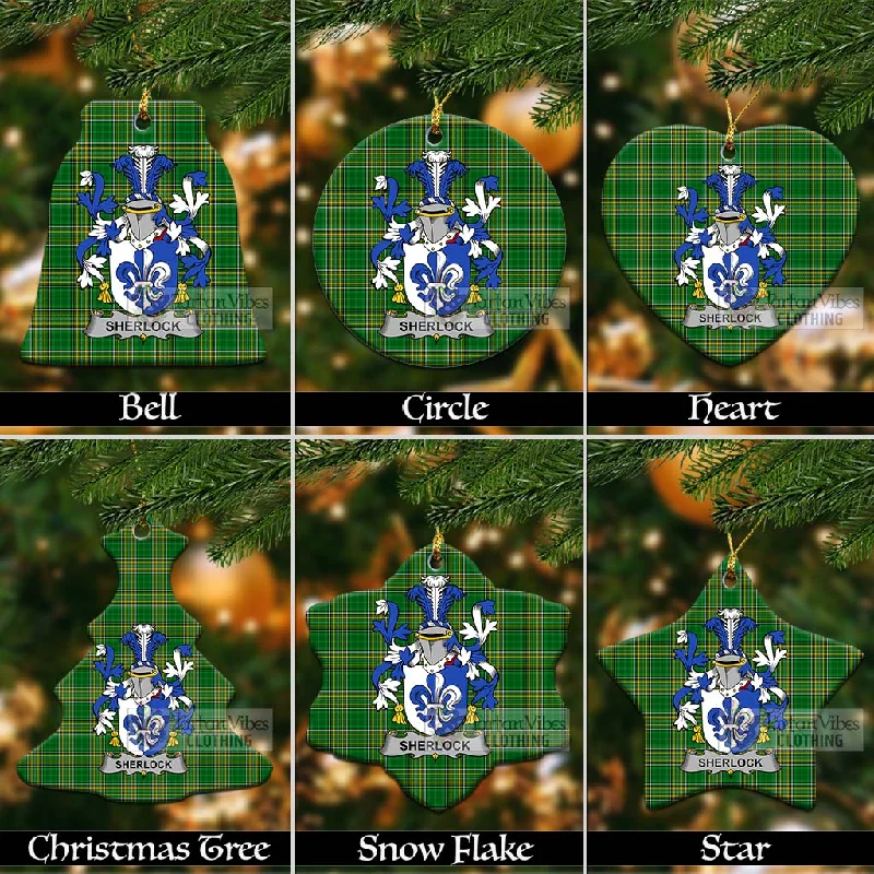 Sherlock Irish Clan Tartan Christmas Ceramic Ornament with Coat of Arms Collared Crew Neck Turtle Neck Sherlock Irish Clan Tartan Christmas Ceramic Ornament with Coat of Arms Collared Crew Neck Turtle Neck