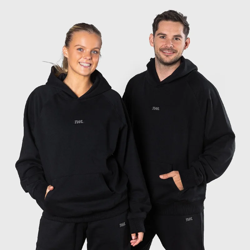 TWL - ALTITUDE OVERSIZED HOODIE - BLACK Hoodie with Metallic Shiny Futuristic