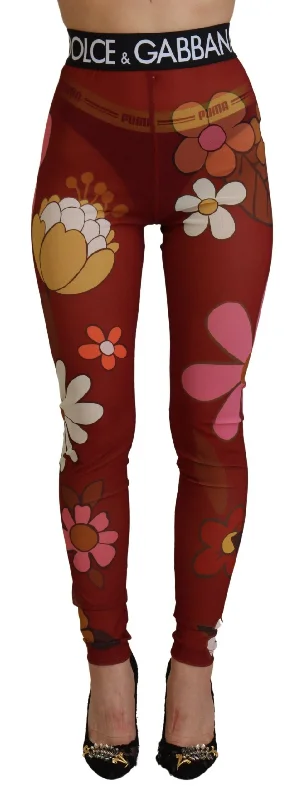 Dolce & Gabbana Floral  High Waist Women's Leggings Comfortable Athletic Tights