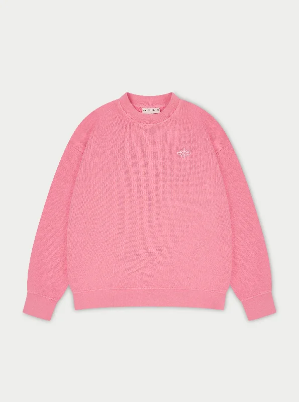 EMBLEM OVERSIZED SWEATSHIRT - PINK Hoodie with Snap Buttons Easy Quick