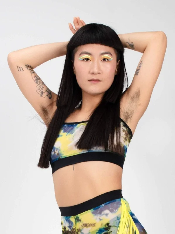 Crop Top "CODE" Lettau Art Fashion Asymmetrical Pockets Print