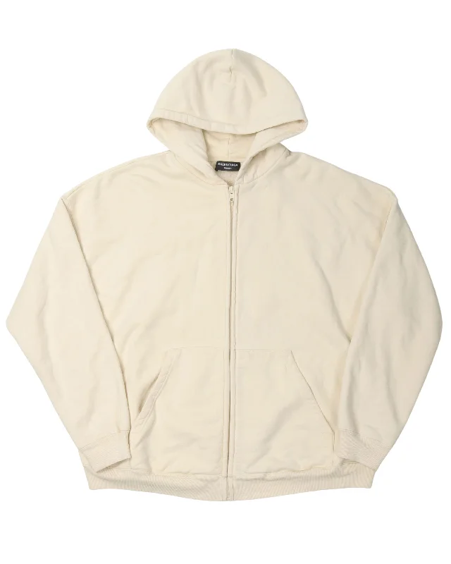Unisex Zip Up Hoodie Hoodie with Hem Raw Edge Edgy Unfinished
