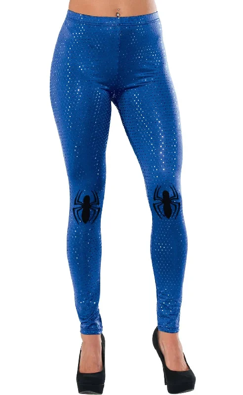 Sequined Blue Spider-Girl Womens Costume Leggings Fashionable Printed Leggings