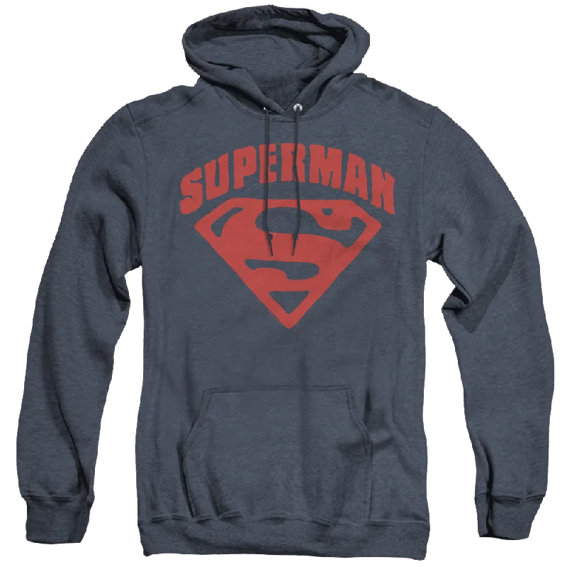 Superman Super Shield - Heather Pullover Hoodie Textured Knit Design