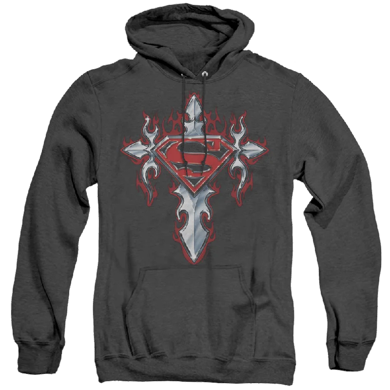 Superman Gothic Steel Logo - Heather Pullover Hoodie Slouchy Comfort Pullover