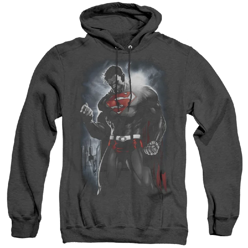 Superman Light Of The Sun - Heather Pullover Hoodie Lapel Neck Sweater