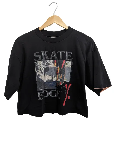 [L/XL] Vintage OP "Skate Edge" Boxy Crop Top Jersey Fabric Tulle Fabric Batik Fabric