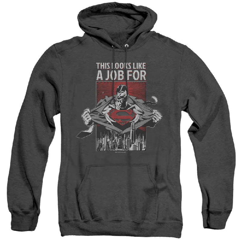 Superman Watchful Eye - Heather Pullover Hoodie Short Sleeve Top