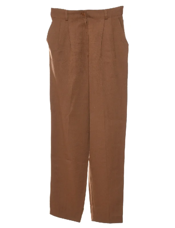 Brown High Waist Trousers - W24 L29 Trousers Velvet Soft