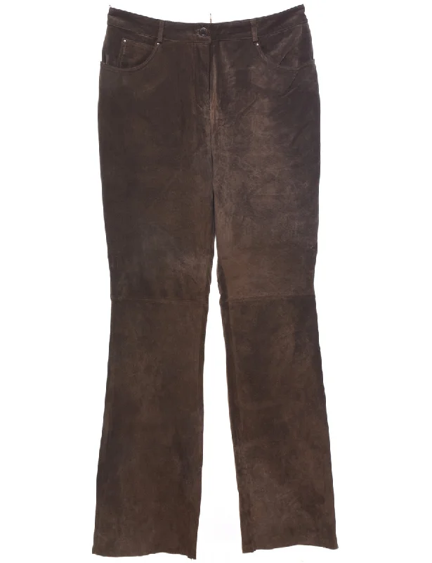 Brown Suede Trousers - W30 L31 Trousers Running Lightweight