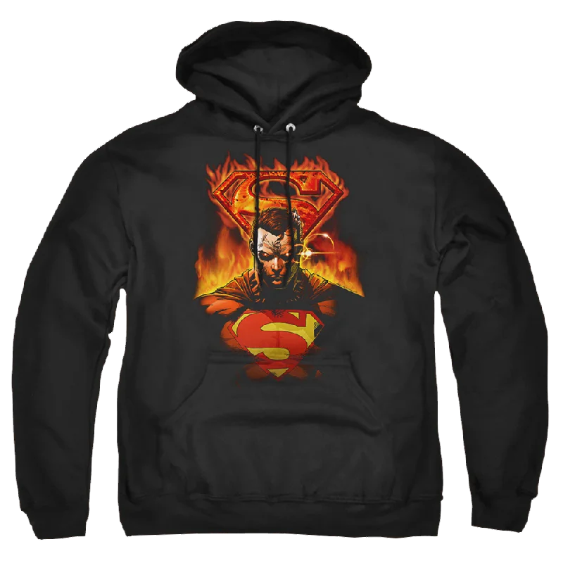 Superman Man On Fire - Pullover Hoodie Oblong Neck Pullover