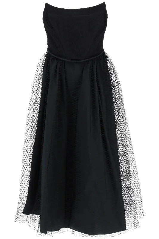 1913 dresscode midi mesh bustier dress DCW438 NET BLACK Elegant Faux Wrap Midi Dress 1913 dresscode midi mesh bustier dress DCW438 NET BLACK Elegant Faux Wrap Midi Dress