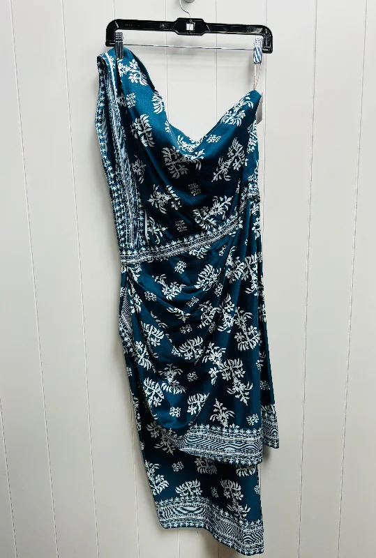 Dress Casual Midi By andres otalora - In Blue & White, Size: 12 Stylish Wraparound Midi Dress Dress Casual Midi By andres otalora - In Blue & White, Size: 12 Stylish Wraparound Midi Dress
