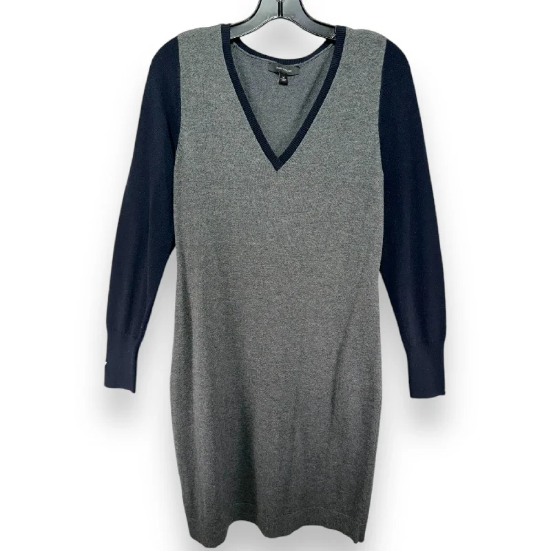 Dress Casual Midi By Ann Taylor In Blue & Grey, Size: M Elegant Faux Wrap Midi Dress Dress Casual Midi By Ann Taylor In Blue & Grey, Size: M Elegant Faux Wrap Midi Dress