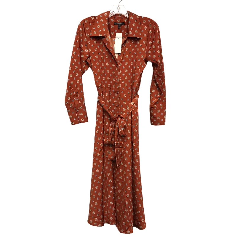 Dress Casual Midi By Banana Republic In Orange & Tan, Size: Xs Trendy Flared Sleeve Midi Dress Dress Casual Midi By Banana Republic In Orange & Tan, Size: Xs Trendy Flared Sleeve Midi Dress