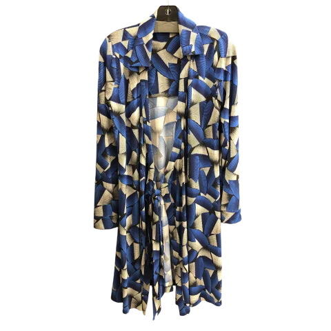 Dress Casual Midi By Calvin Klein In Black & Blue, Size: 10 Stylish Wraparound Midi Dress Dress Casual Midi By Calvin Klein In Black & Blue, Size: 10 Stylish Wraparound Midi Dress