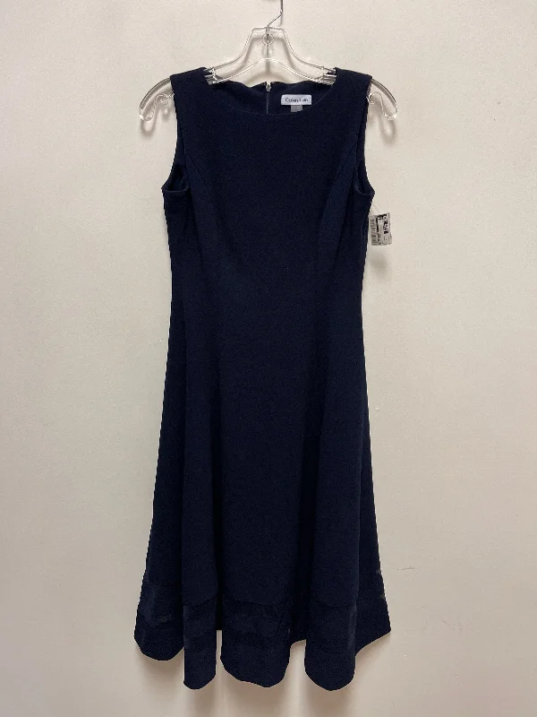 Dress Casual Midi By Calvin Klein In Navy, Size: S Stylish Midi Dress with Cuffs