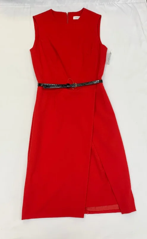 Dress Casual Midi By Calvin Klein In Red, Size: 2 Comfortable Wrap Midi Dress