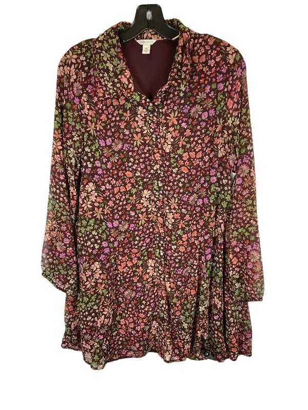 Dress Casual Midi By Cato In Brown, Size: Xl Cozy Midi Dress with Pockets