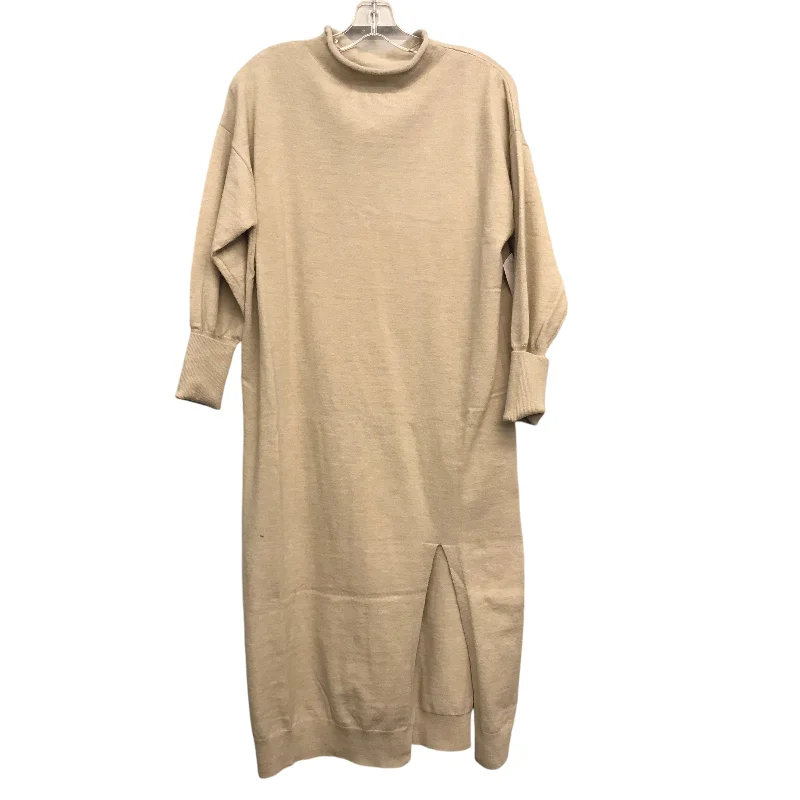 Dress Casual Midi By StitchDrop In Beige, Size:M Cozy T-shirt Midi Dress