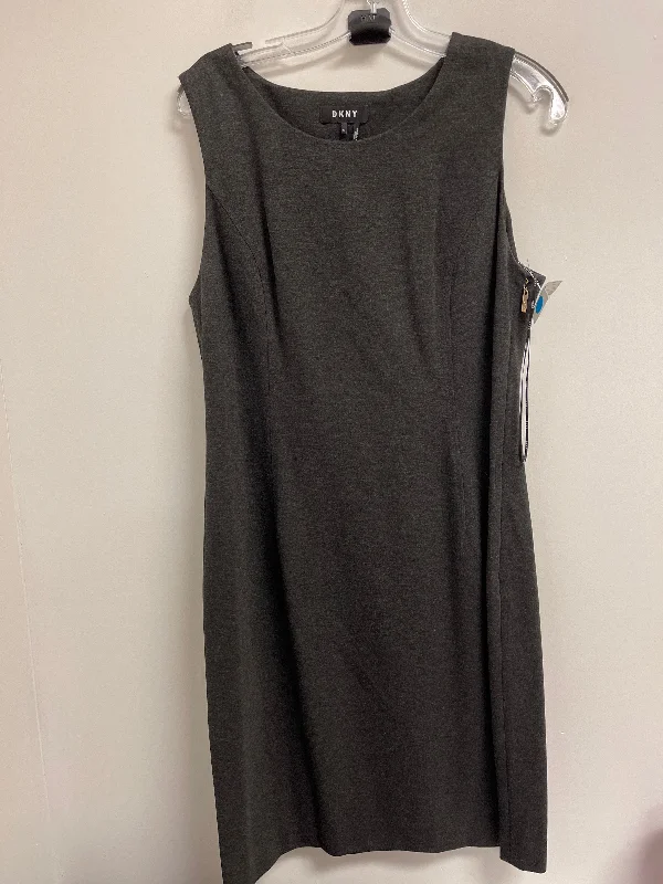 Dress Casual Midi By Dkny In Grey, Size: L Trendy Tiered Hem Midi Dress
