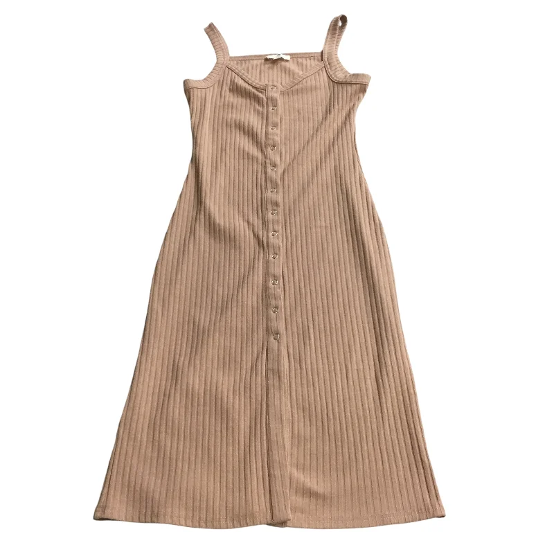 Dress Casual Midi By Entro In Tan, Size: M Stylish Striped Midi Dress