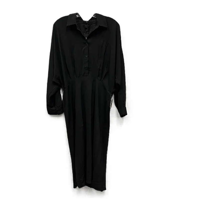 Dress Casual Midi By Express In Black, Size: L Fashionable Plaid Midi Dress