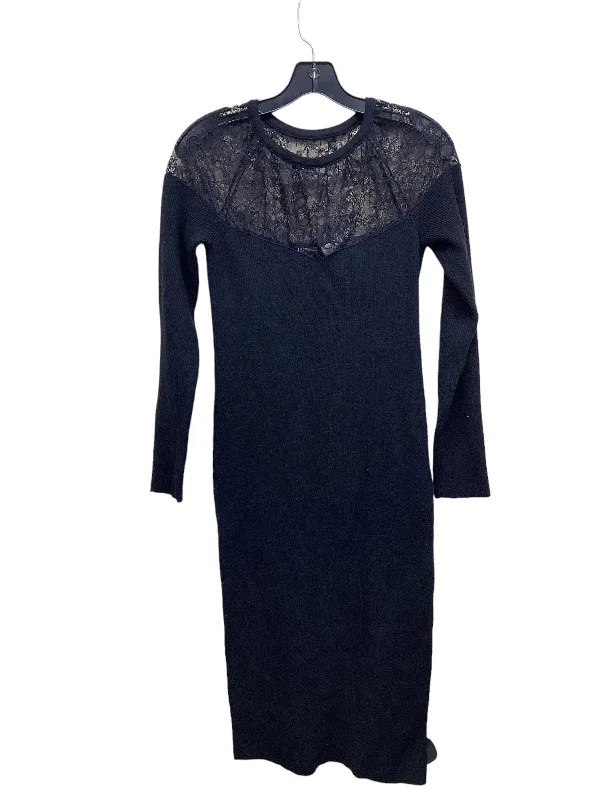 Dress Casual Midi By Express In Black, Size: S Stylish Long Sleeve Floral Midi Dress Dress Casual Midi By Express In Black, Size: S Stylish Long Sleeve Floral Midi Dress