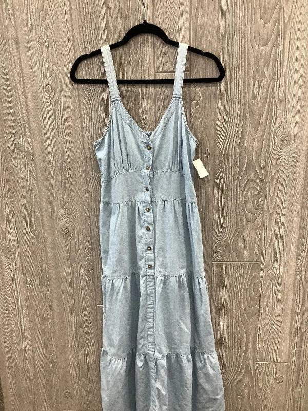 Dress Casual Midi By Falls Creek In Blue, Size: S Trendy Ruffled Sleeve Midi Dress