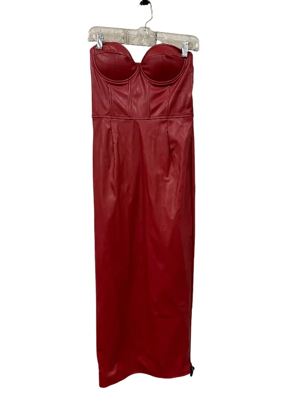 Dress Casual Midi By Fashion Nova In Red, Size: M Chic Lace Detail Midi Dress
