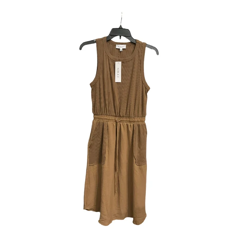 Dress Casual Midi By Gilli In Brown, Size: S Elegant Puff Sleeve Midi Dress