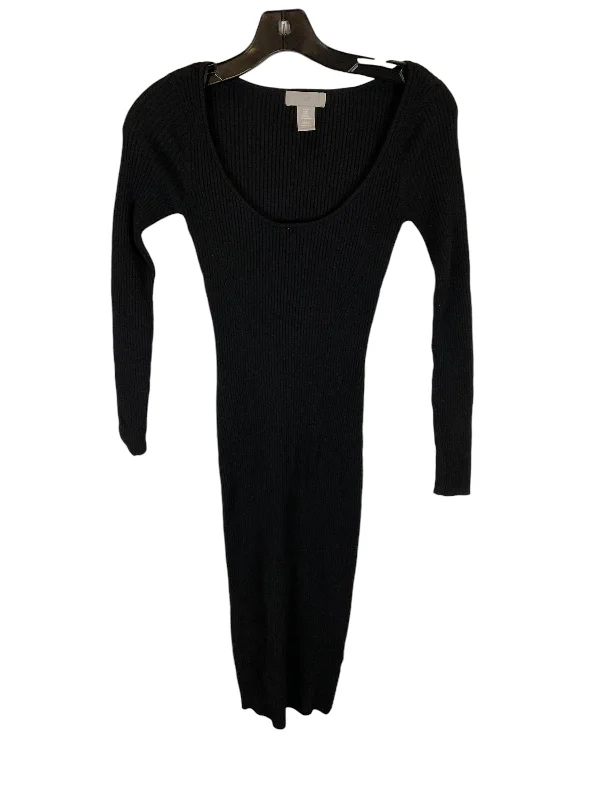 Dress Casual Midi By H&m In Black, Size: Xs Fashionable Fitted Midi Dress