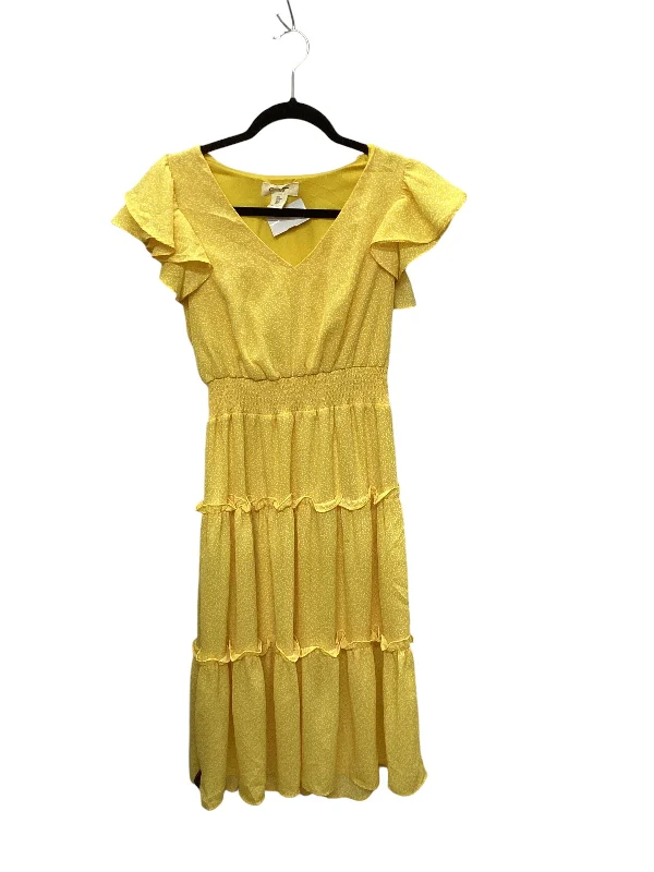 Dress Casual Midi By Jessica Simpson In Yellow, Size: S Elegant Velvet Midi Dress