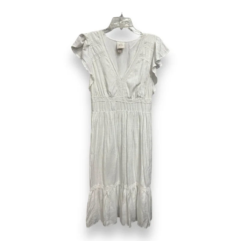 Dress Casual Midi By Knox Rose In White, Size: M Trendy Shift Midi Dress