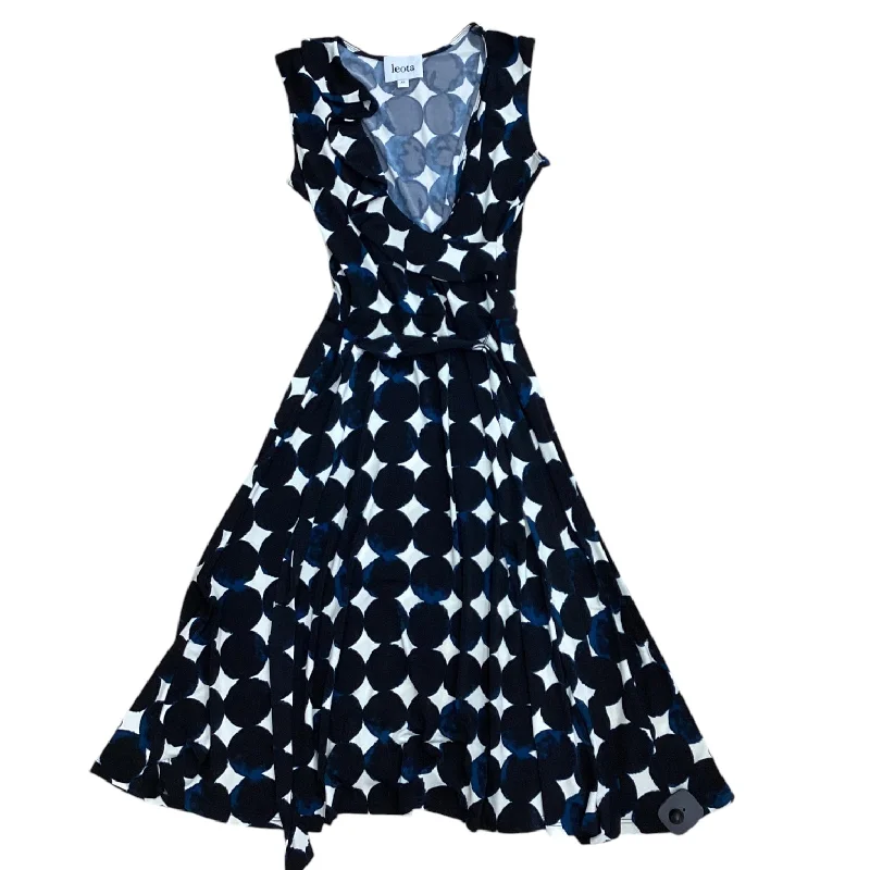 Dress Casual Midi By Leota In Black & Blue, Size: Xs Trendy Midi Dress with Belt