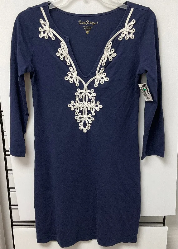 Dress Casual Midi By Lilly Pulitzer In Navy, Size: Xs Comfortable Deep V Midi Dress