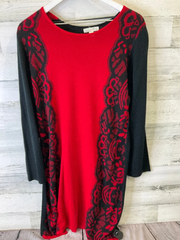 Dress Casual Midi By London Times In Black & Red, Size: Xl Stylish Satin Midi Dress