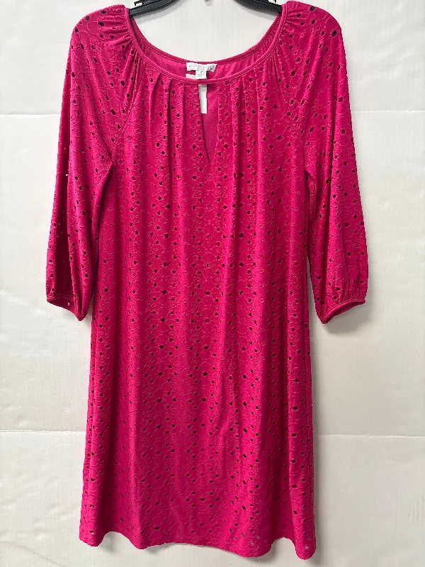 Dress Casual Midi By London Times In Pink, Size: S Comfortable Fit-and-Flare Midi Dress Dress Casual Midi By London Times In Pink, Size: S Comfortable Fit-and-Flare Midi Dress