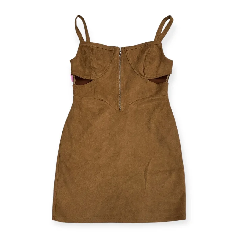 Dress Casual Midi By Love Tree In Brown, Size: L Cozy Midi Dress with Pockets