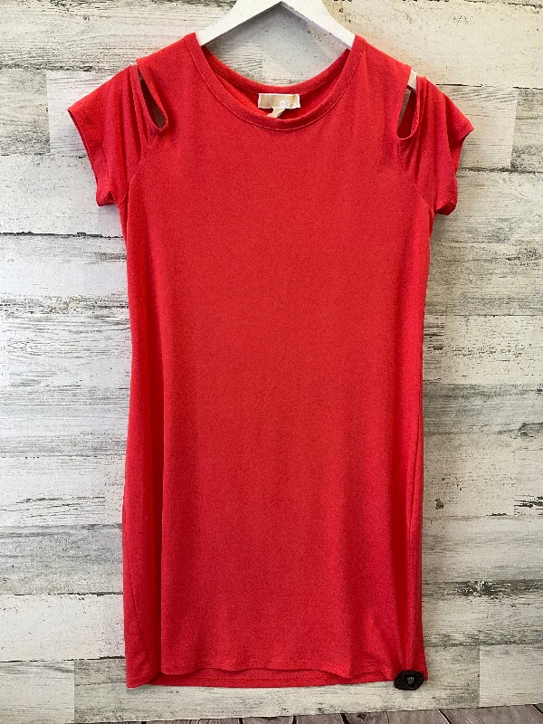 Dress Casual Midi By Michael By Michael Kors In Coral, Size: L Fashionable Chiffon Midi Dress Dress Casual Midi By Michael By Michael Kors In Coral, Size: L Fashionable Chiffon Midi Dress