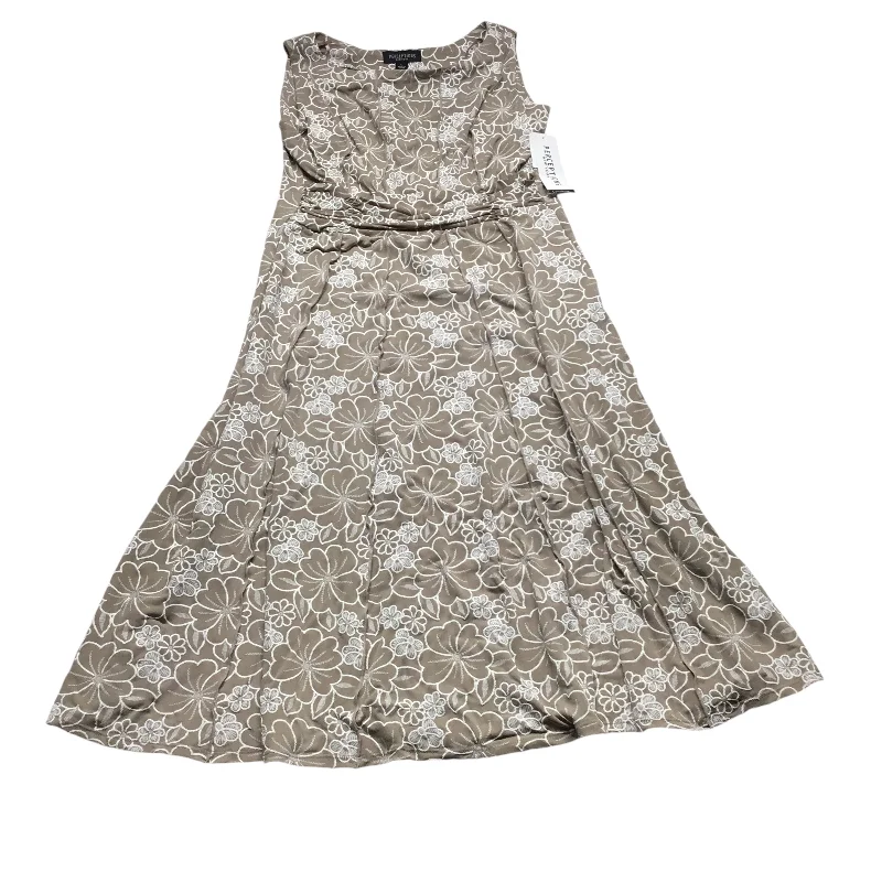 Dress Casual Midi By Perceptions In Taupe, Size: L Chic Lace Detail Midi Dress