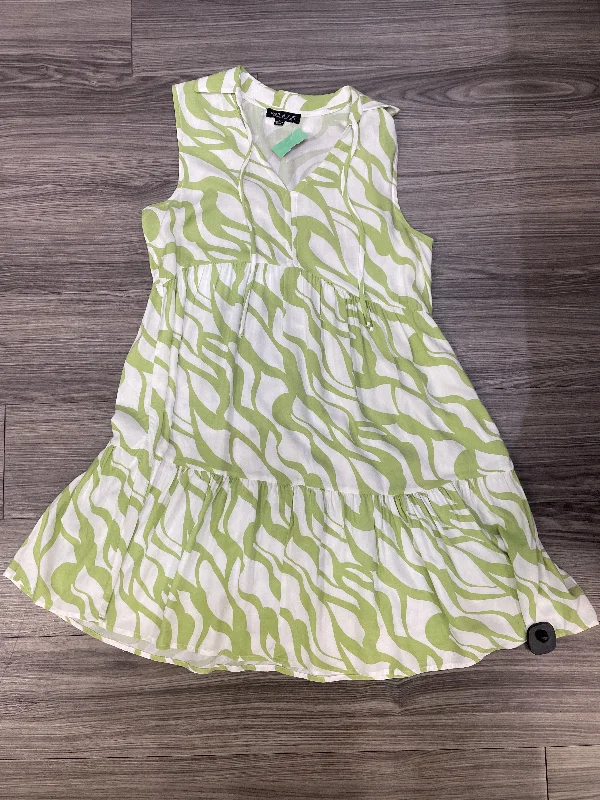 Dress Casual Midi By Rachel Zoe In Green & White, Size: L Trendy Midi Dress with Belt Dress Casual Midi By Rachel Zoe In Green & White, Size: L Trendy Midi Dress with Belt