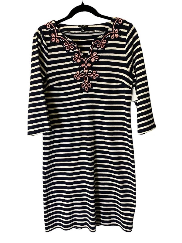 Dress Casual Midi By Talbots In Striped Pattern, Size: M Trendy Mock Neck Midi Dress