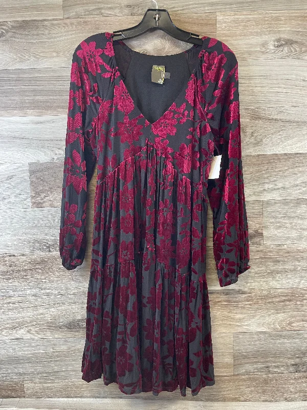 Dress Casual Midi By Taylor In Black & Red, Size: Xlp Fashionable A-Line Midi Dress