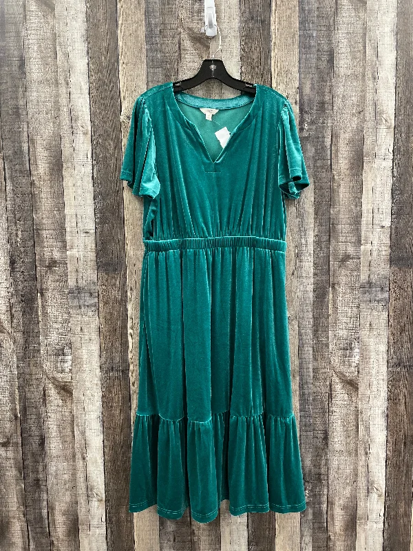 Dress Casual Midi By Terra & Sky In Green, Size: L Trendy Square Neck Midi Dress
